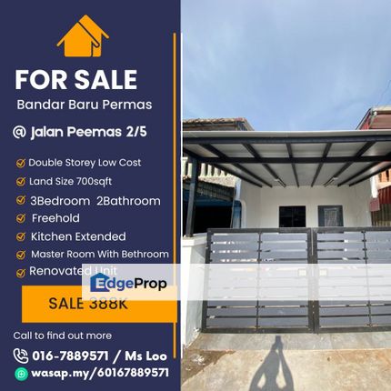 Permas Jaya Double Storey Low Cost, Johor, Permas Jaya/Senibong