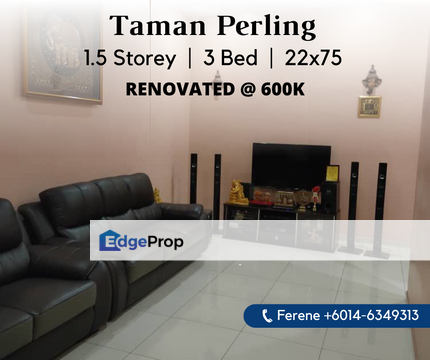 Taman Perling , Single Storey , Kitchen Fully Extended , Johor, Johor Bahru