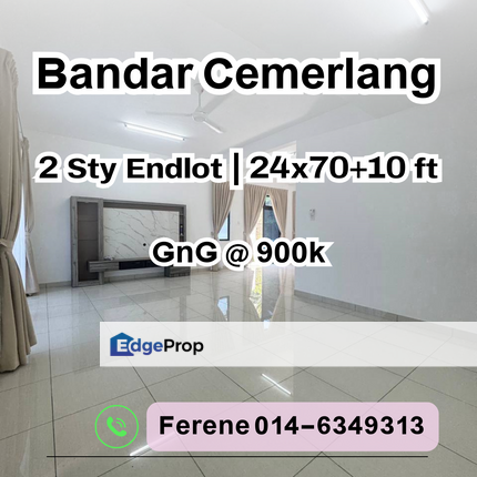 Bandar Cemerlang , 2 Storey Endlot with 10ft Land , Johor, Ulu Tiram