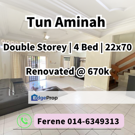 Tun Aminah , 2 Storey , Skudai , 4 Bed , Renovated , Johor, Skudai