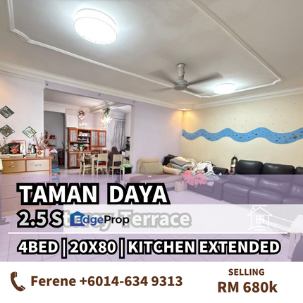 Taman Daya , 2.5 Storey , Extended Kitchen , Renovated , Johor, Johor Bahru