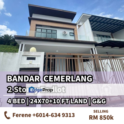 Bandar Cemerlang , 2 Storey Endlot with 10ft Land , Johor, Ulu Tiram