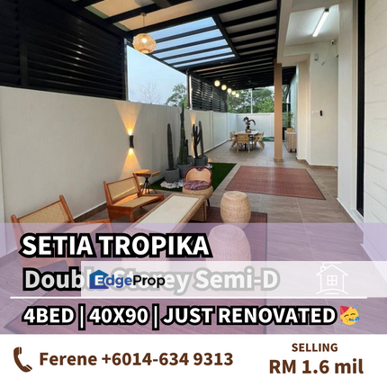 Alocasia Residence , 2 Storey Semi D Endlot , Renovated , Johor, Setia Tropika