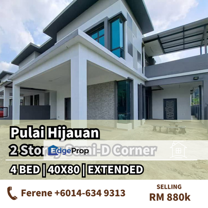 Pulai Hijauan , Double storey Semi-D , Extended , Johor, Kangkar Pulai