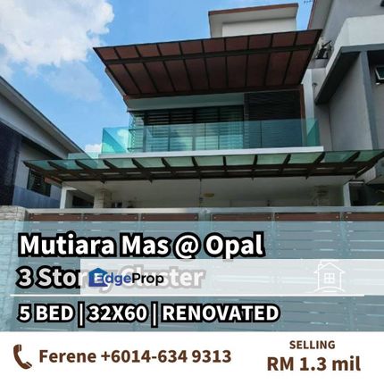 Opal , Mutiara Mas , 3 Storey Cluster , Renovated , Johor, Skudai