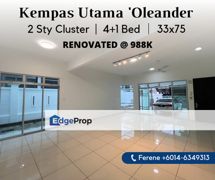 Oleander , Kempas Utama , 2 Storey Cluster , Renovated , Johor, Johor Bahru