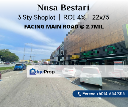 Nusa Bestari , 3 Storey Shoplot , ROI 4%, Johor, 