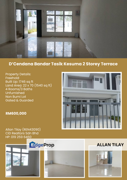 D’Cendana Bandar Tasik Kesuma 2 Storey Terrace, Selangor, Semenyih