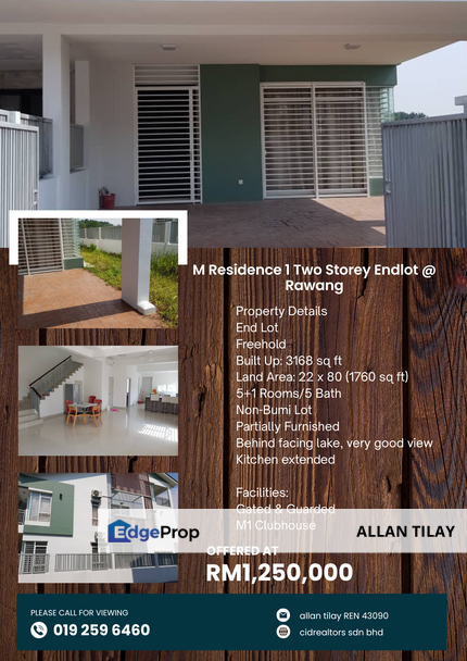 M Residence 1 Two Storey Endlot @ Rawang , Selangor, Rawang