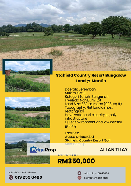 Staffield Country Resort Bungalow Land @ Mantin, Negeri Sembilan, Mantin