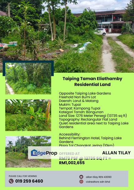 Taiping Taman Eliathamby Residential Land, Perak, Taiping