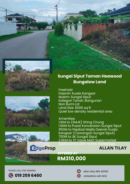 Sungai Siput Taman Heawood Bungalow Land, Perak, Kuala Kangsar