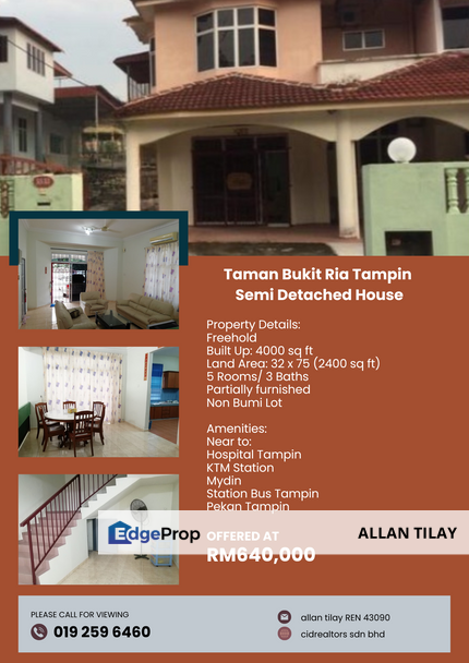 Taman Bukit Ria Tampin Semi Detached House, Negeri Sembilan, Tampin