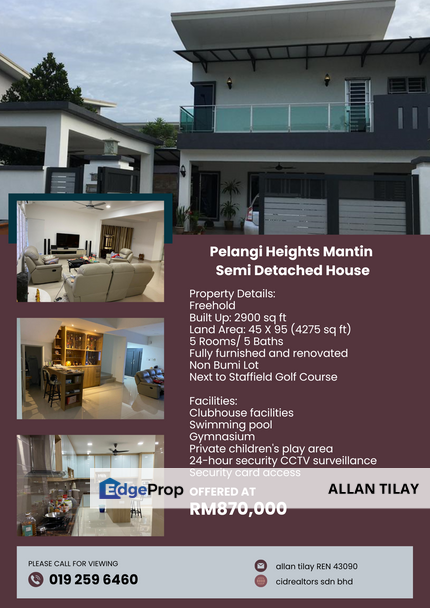 Pelangi Heights Mantin Semi Detached House, Negeri Sembilan, Mantin
