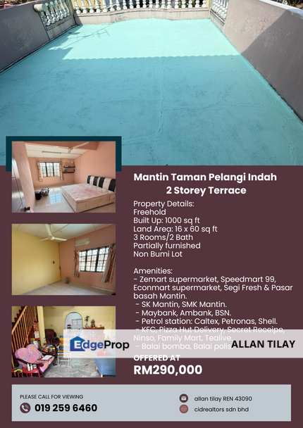 Mantin Taman Pelangi Indah 2 Storey Terrace, Negeri Sembilan, Seremban