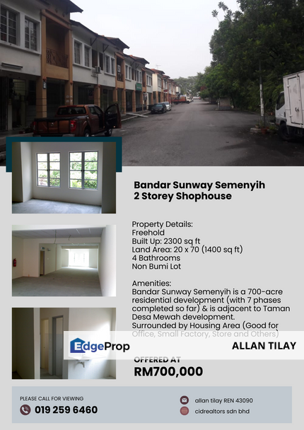 Bandar Sunway Semenyih 2 Storey Shophouse, Selangor, Semenyih