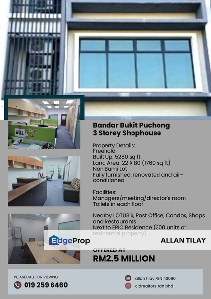 Bandar Bukit Puchong 3 Storey Shophouse, Selangor, Puchong