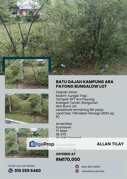 Batu Gajah Kampung Ara Payong Bungalow Lot, Perak, Kinta