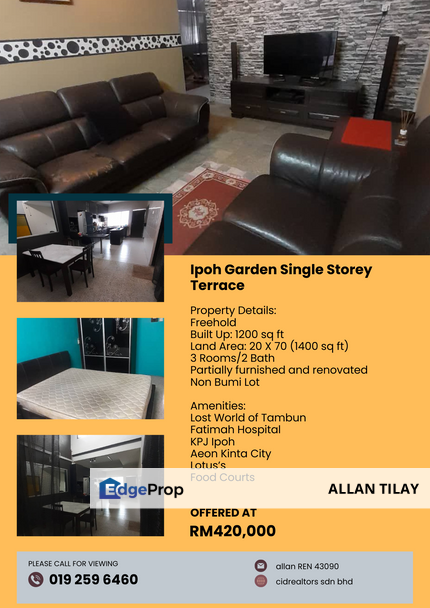 Ipoh Garden Single Storey Terrace, Perak, Ipoh