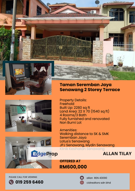 Taman Seremban Jaya Senawang 2 Storey Terrace, Negeri Sembilan, Seremban