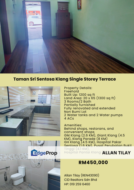 Taman Sri Sentosa Klang Single Storey Terrace, Selangor, Klang