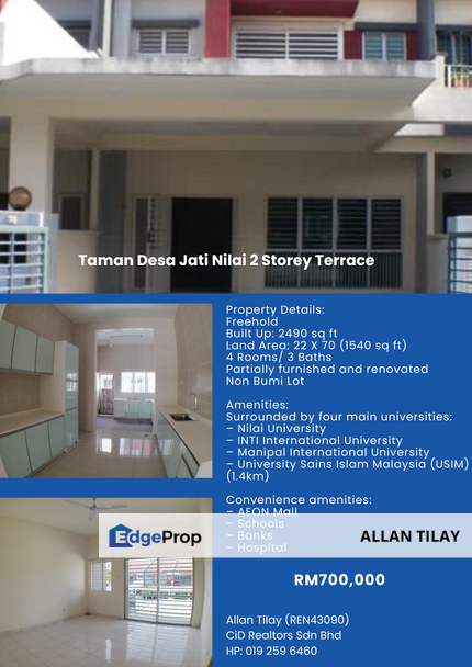 Taman Desa Jati Nilai 2 Storey Terrace, Negeri Sembilan, Seremban