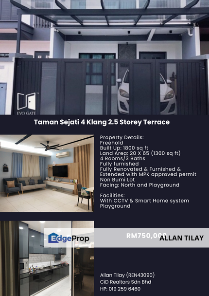 Taman Sejati 4 Klang 2.5 Storey Terrace, Selangor, Klang