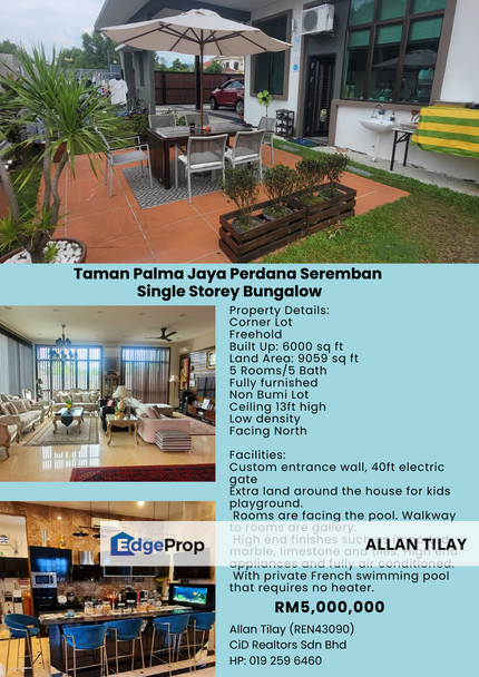 Taman Palma Jaya Perdana Seremban Single Storey Bungalow, Negeri Sembilan, Seremban