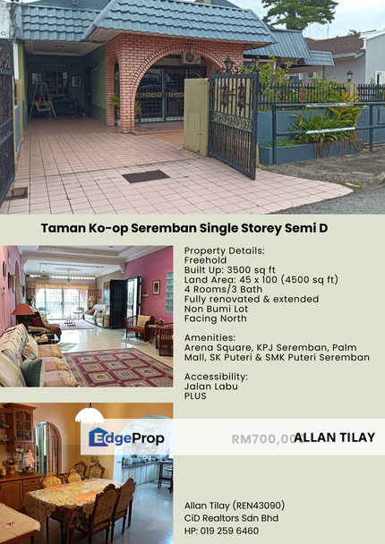 Taman Ko-op Seremban Single Storey Semi D, Negeri Sembilan, Seremban