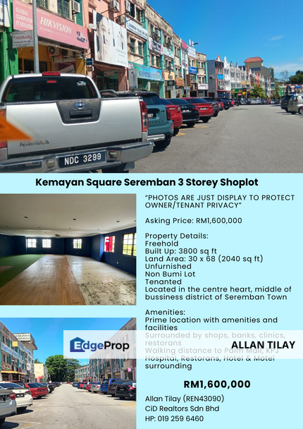 Kemayan Square Seremban 3 Storey Shoplot, Negeri Sembilan, Seremban