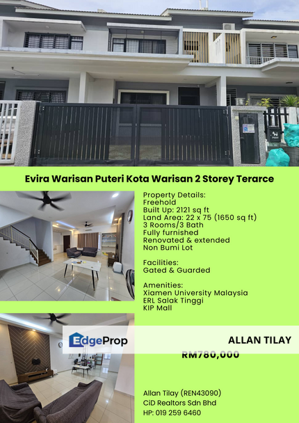 Evira Warisan Puteri Kota Warisan 2 Storey Terarce, Selangor, Sepang