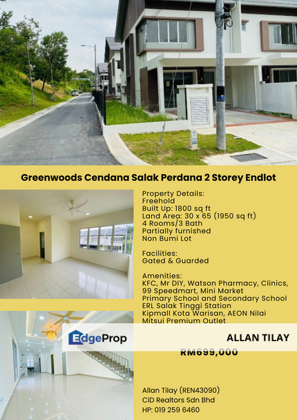 Greenwoods Cendana Salak Perdana 2 Storey Endlot, Selangor, Dengkil