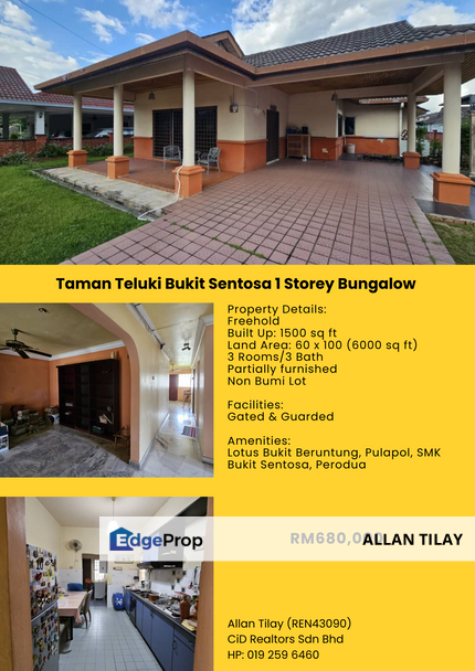 Taman Teluki Bukit Sentosa 1 Storey Bungalow, Selangor, Hulu Selangor