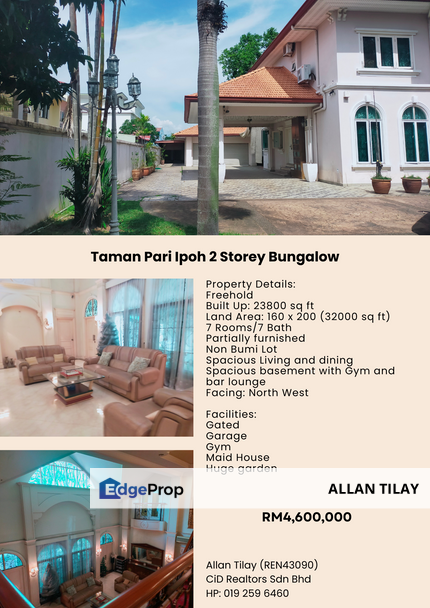Taman Pari Ipoh 2 Storey Bungalow, Perak, Kinta
