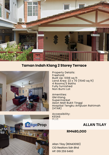 Taman Indah Klang 2 Storey Terrace, Selangor, Klang