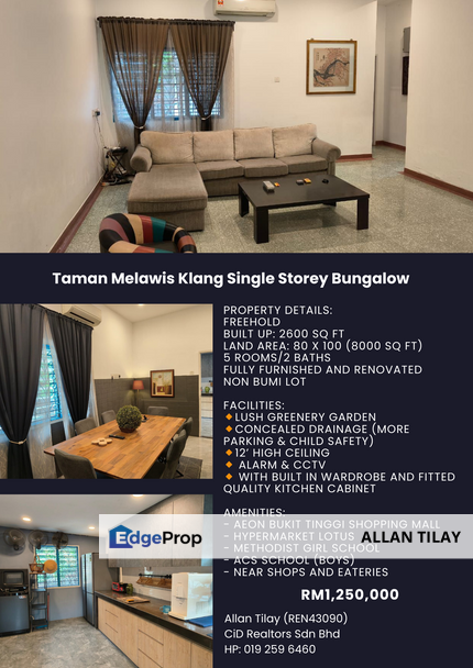 Taman Melawis Klang Single Storey Bungalow , Selangor, Klang