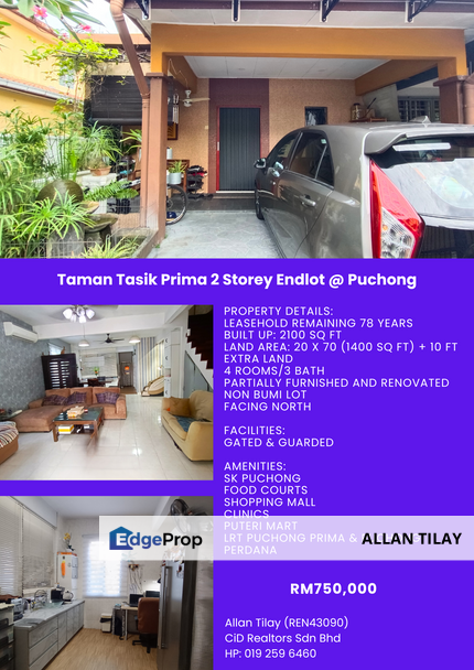 Taman Tasik Prima 2 Storey Endlot @ Puchong, Selangor, Puchong