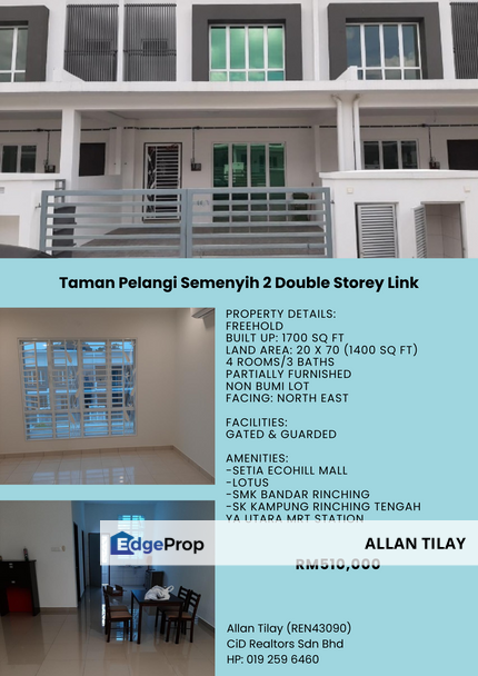 Taman Pelangi Semenyih 2 Double Storey Link, Selangor, Semenyih