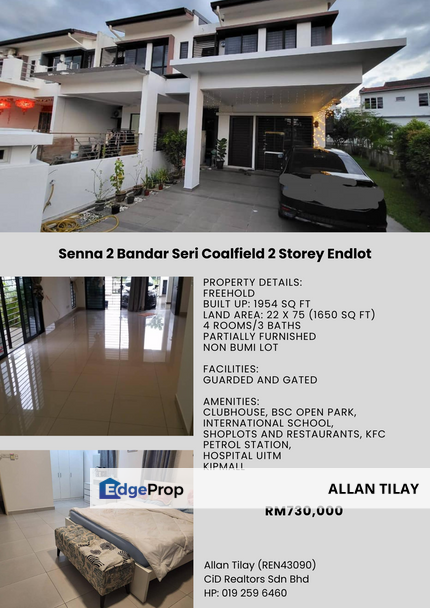 Senna 2 Bandar Seri Coalfield 2 Storey Endlot, Selangor, Sungai Buloh