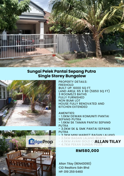 Sungai Pelek Pantai Sepang Putra Single Storey Bungalow, Selangor, Sungai Pelek