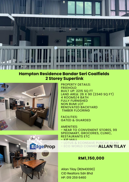 Hampton Residence Bandar Seri Coalfields 2 Storey Superlink , Selangor, Sungai Buloh