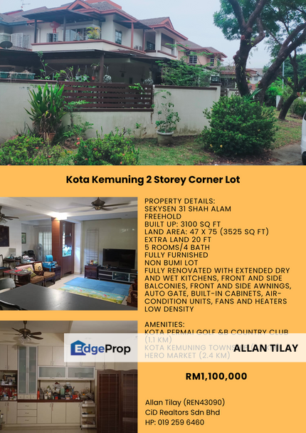 Kota Kemuning 2 Storey Corner Lot, Selangor, Kota Kemuning