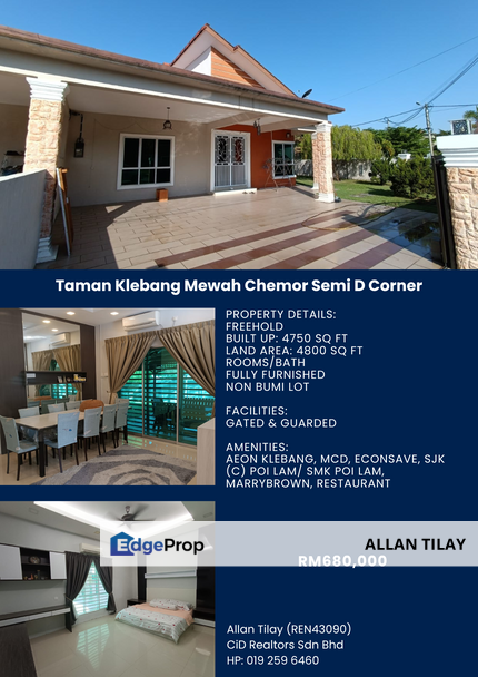 Taman Klebang Mewah Chemor Semi D Corner, Perak, Kinta