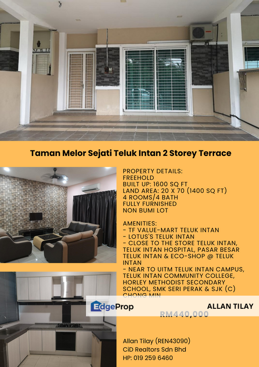 Taman Melor Sejati Teluk Intan 2 Storey Terrace, Perak, Hilir Perak