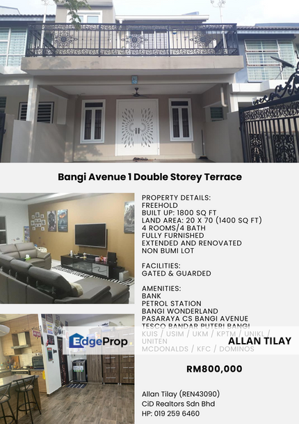 Avenue 1 Bangi Double Storey Terrace, Selangor, Bangi