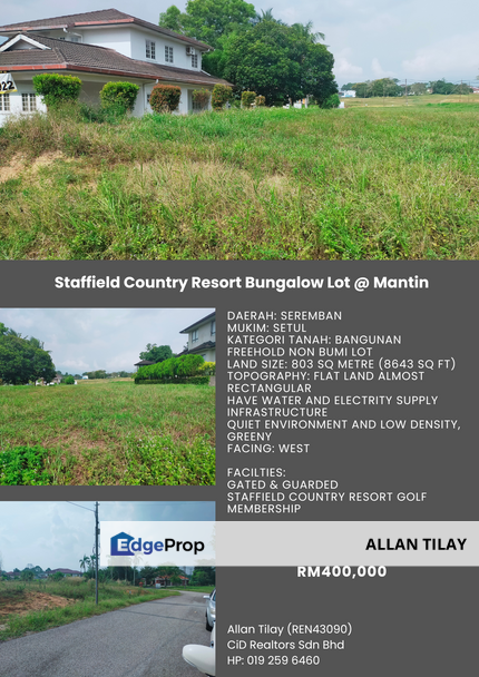 Staffield Country Resort Bungalow Lot @ Mantin for Sale @RM400,000 By ...