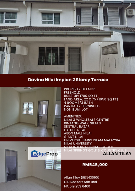 Davina Nilai Impian 2 Storey Terrace, Negeri Sembilan, Nilai