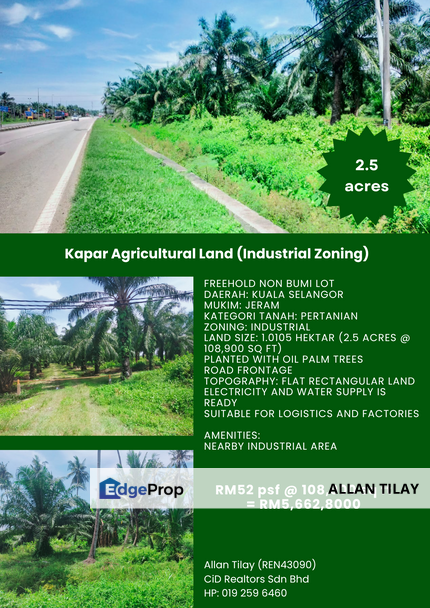 Kapar Agricultural Land (Industrial Zoning), Selangor, Klang