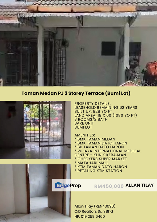 Taman Medan PJ 2 Storey Terrace (Bumi Lot), Selangor, Petaling Jaya