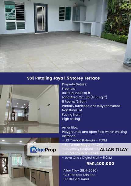 SS3 Petaling Jaya 1.5 Storey Terrace, Selangor, Kelana Jaya